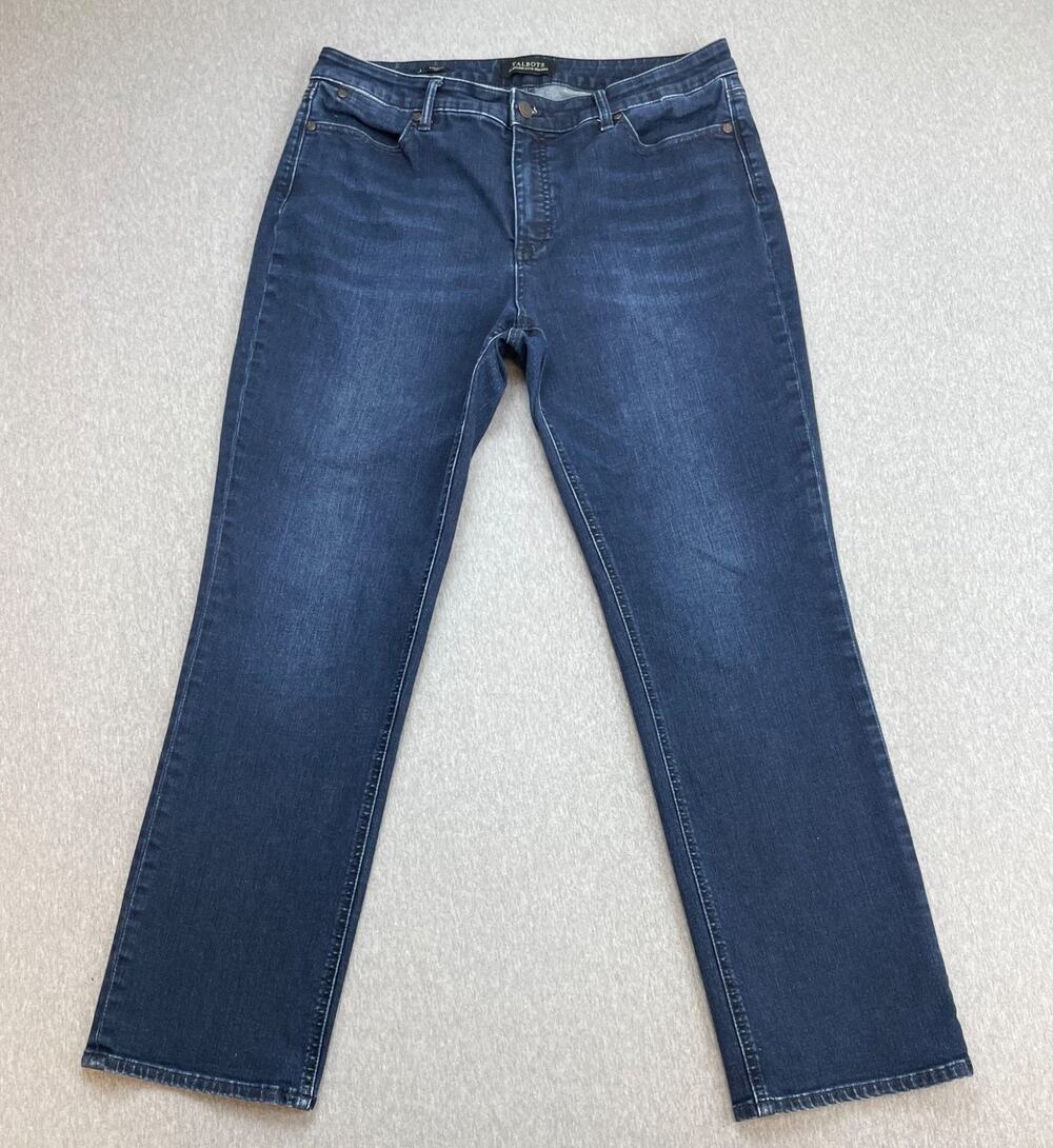 Talbots Jeans Womens 14 Blue‎ Cotton Blend Stretch Straight Curvy Mid-Rise
